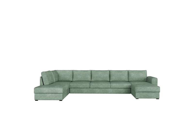 Taberk Bäddsoffa med Divan och Schäslong 5-sits i Bouclé - Grön - Möbler - Soffa - Bäddsoffa