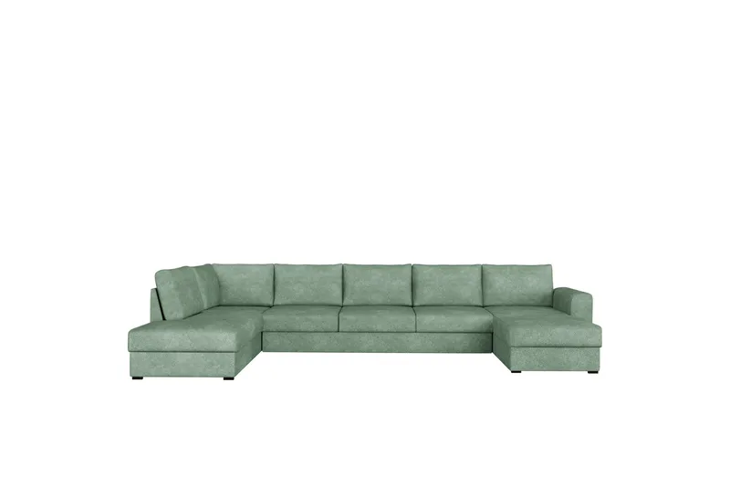 Taberk Bäddsoffa med Divan och Schäslong 5-sits i Bouclé, Grön