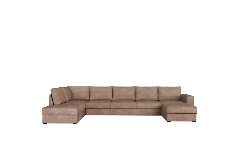 Taberk Bäddsoffa med Divan och Schäslong 5-sits i Bouclé - Rosa - Möbler - Soffa - Bäddsoffa