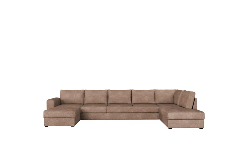 Taberk Bäddsoffa med Divan och Schäslong 5-sits i Bouclé - Rosa - Möbler - Soffa - Bäddsoffa