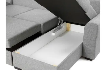 Taberk Bäddsoffa med Divan och Schäslong 5-sits i Chenille - Blå - Möbler - Soffa - Bäddsoffa