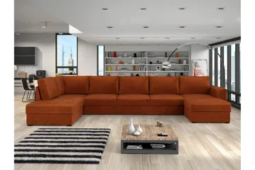 Taberk Bäddsoffa med Divan och Schäslong 5-sits i Chenille - Orange - Möbler - Soffa - Bäddsoffa