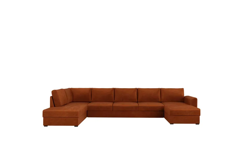 Taberk Bäddsoffa med Divan och Schäslong 5-sits i Chenille - Orange - Möbler - Soffa - Bäddsoffa