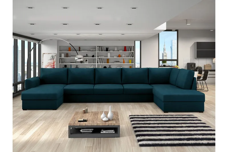 Taberk Bäddsoffa med Divan och Schäslong 5-sits - Marinblå - Möbler - Soffa - Bäddsoffa