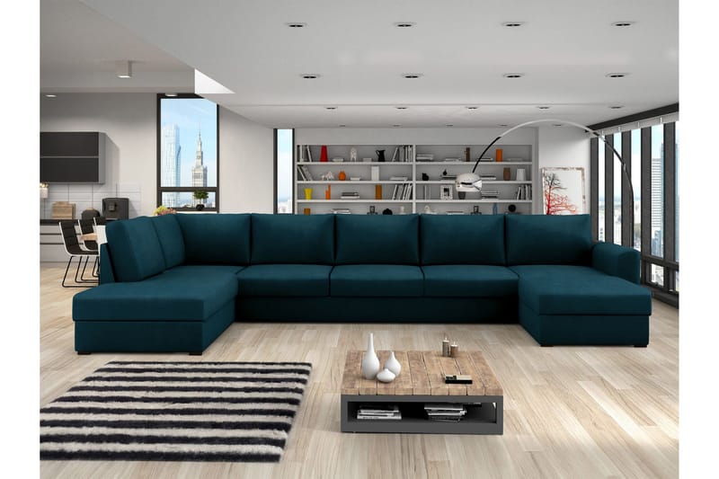 Taberk Bäddsoffa med Divan och Schäslong 5-sits - Marinblå - Möbler - Soffa - Bäddsoffa