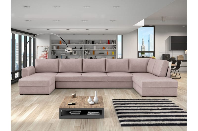 Taberk Bäddsoffa med Divan och Schäslong 5-sits - Rosa - Möbler - Soffa - Bäddsoffa