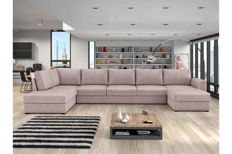 Taberk Bäddsoffa med Divan och Schäslong 5-sits - Rosa - Möbler - Soffa - Bäddsoffa