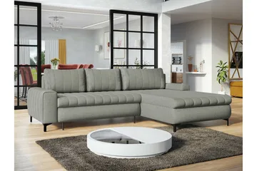 Talby 3-sits Höger Bäddsoffa 135x255 cm med Förvaring i Tyg - Grå - Möbler - Soffa - Bäddsoffa