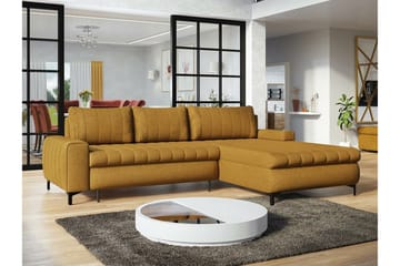 Talby 3-sits Höger Bäddsoffa 135x255 cm med Förvaring i Tyg - Gul - Möbler - Soffa - Bäddsoffa