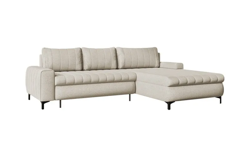 Talby 3-sits Höger Bäddsoffa med Förvaring och Kanalstoppad i Tyg, Beige