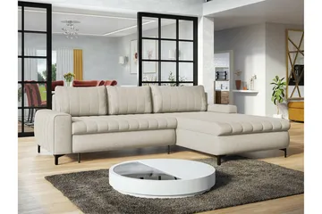 Talby 3-sits Höger Bäddsoffa med Förvaring och Kanalstoppad i Tyg - Beige - Möbler - Soffa - Bäddsoffa