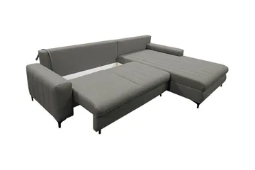 Talby 3-sits Höger Bäddsoffa med Förvaring och Vertikala Sömmar i Tyg - Beige - Möbler - Soffa - Bäddsoffa