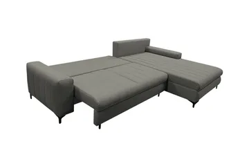 Talby 3-sits Höger Bäddsoffa med Förvaring och Vertikala Sömmar i Tyg - Beige - Möbler - Soffa - Bäddsoffa
