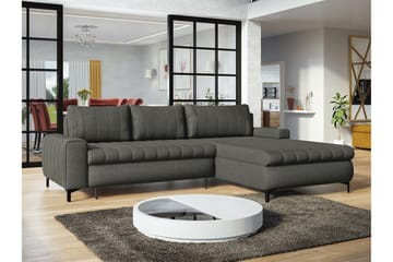 Talby 3-sits Höger L-formad Hörnbäddsoffa 135x255 cm med Förvaring i Tyg - Grå - Möbler - Soffa - Bäddsoffa
