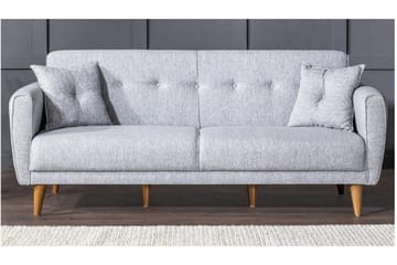 Tamatha 3-sits Bäddsoffa med Divan i Tyg med Träben - Grå - Möbler - Soffa - Bäddsoffa
