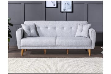 Tamatha 3-sits Bäddsoffa med Divan i Tyg med Träben - Grå - Möbler - Soffa - Bäddsoffa