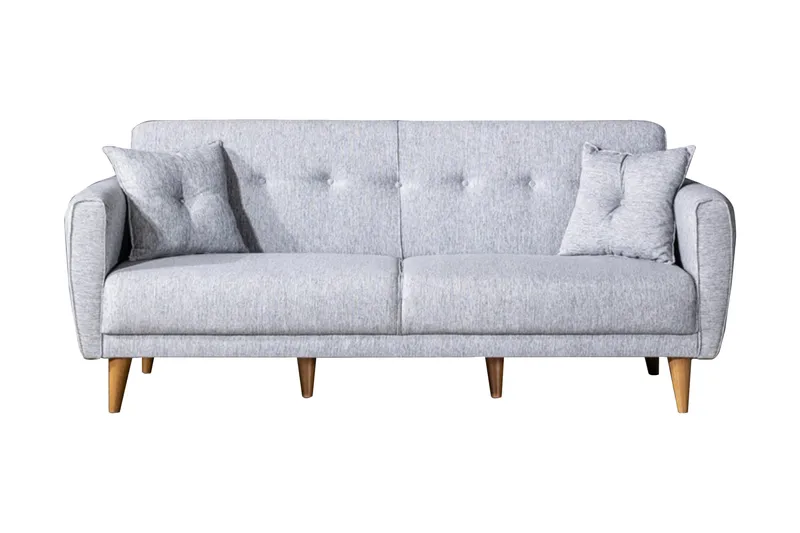 Tamatha 3-sits Bäddsoffa med Divan i Tyg med Träben, Grå