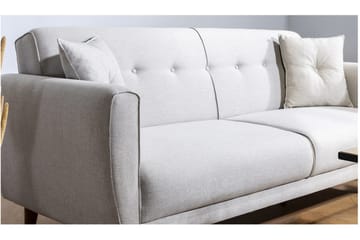 Tamatha 3-sits Bäddsoffa med Divan i Tyg med Träben - Ljusgrå - Möbler - Soffa - Bäddsoffa