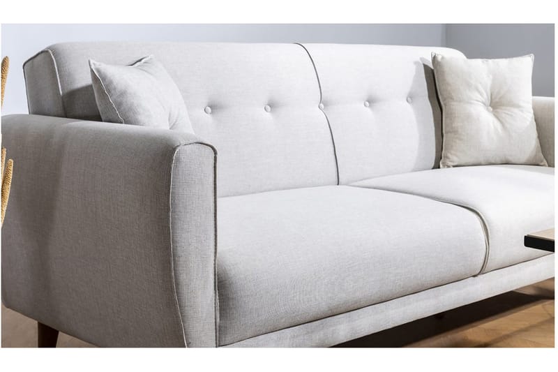 Tamatha 3-sits Bäddsoffa med Divan i Tyg med Träben - Ljusgrå - Möbler - Soffa - Bäddsoffa