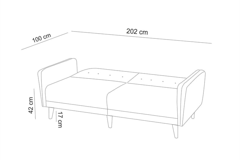 Tamatha 3-sits Bäddsoffa med Divan i Tyg med Träben - Ljusgrå - Möbler - Soffa - Bäddsoffa