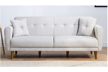 Tamatha 3-sits Bäddsoffa med Divan i Tyg med Träben - Ljusgrå - Möbler - Soffa - Bäddsoffa