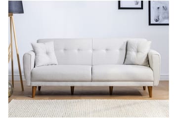 Tamatha 3-sits Bäddsoffa med Divan i Tyg med Träben - Ljusgrå - Möbler - Soffa - Bäddsoffa