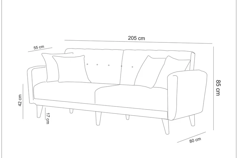 Tamatha Bäddsoffa 3-sits - Grå - Möbler - Soffa - Bäddsoffa