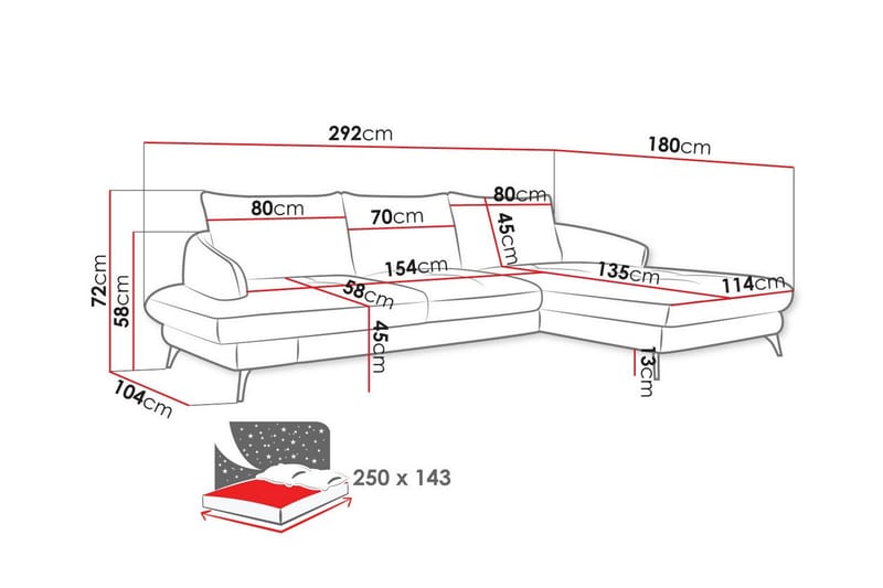 Telford 3-sits Hörnbäddsoffa - Bäddsoffa - Hörnbäddsoffa