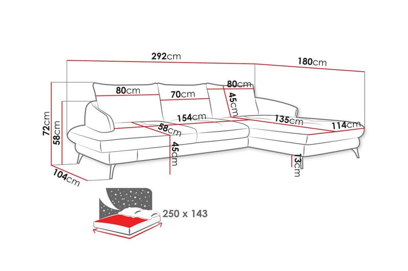 Telford 3-sits Hörnbäddsoffa - Bäddsoffa - Hörnbäddsoffa