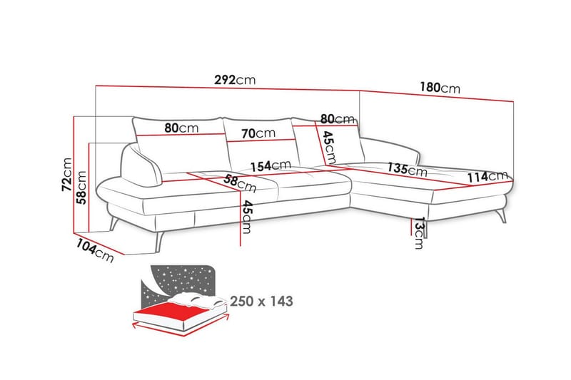 Telford 3-sits Hörnbäddsoffa - Bäddsoffa - Hörnbäddsoffa