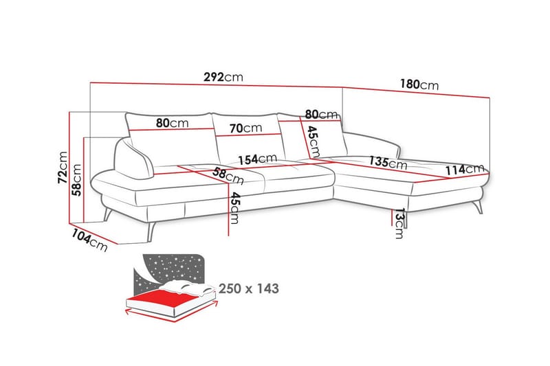 Telford 3-sits Hörnbäddsoffa - Bäddsoffa - Hörnbäddsoffa