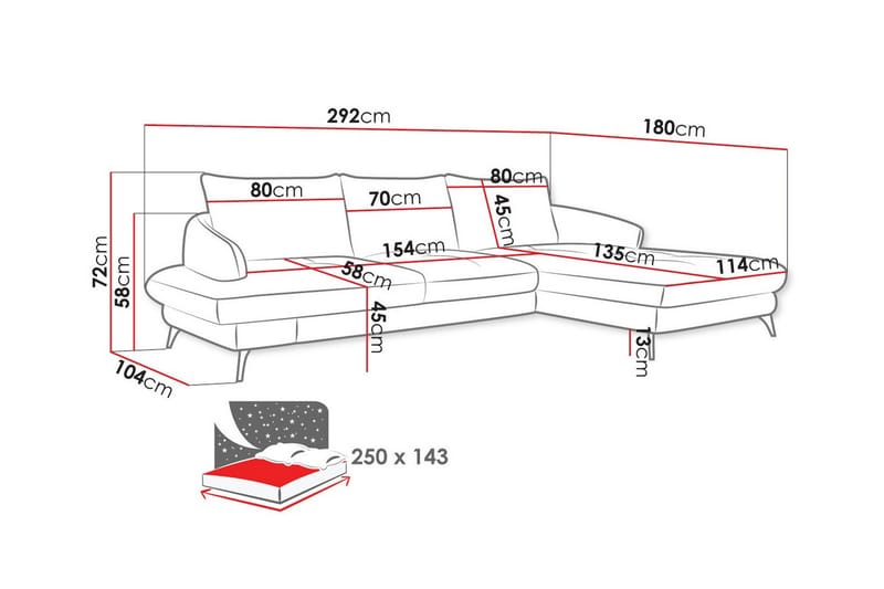 Telford 3-sits Hörnbäddsoffa - Bäddsoffa - Hörnbäddsoffa