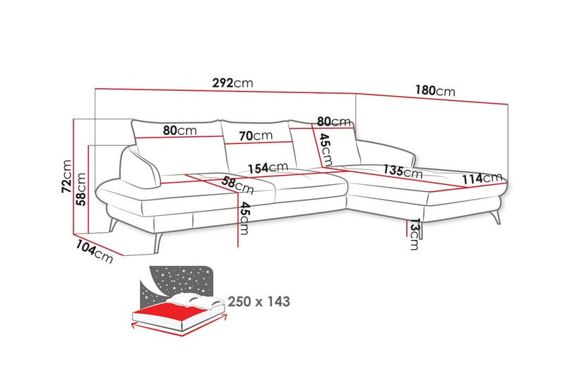 Telford 3-sits Hörnbäddsoffa - Bäddsoffa - Hörnbäddsoffa