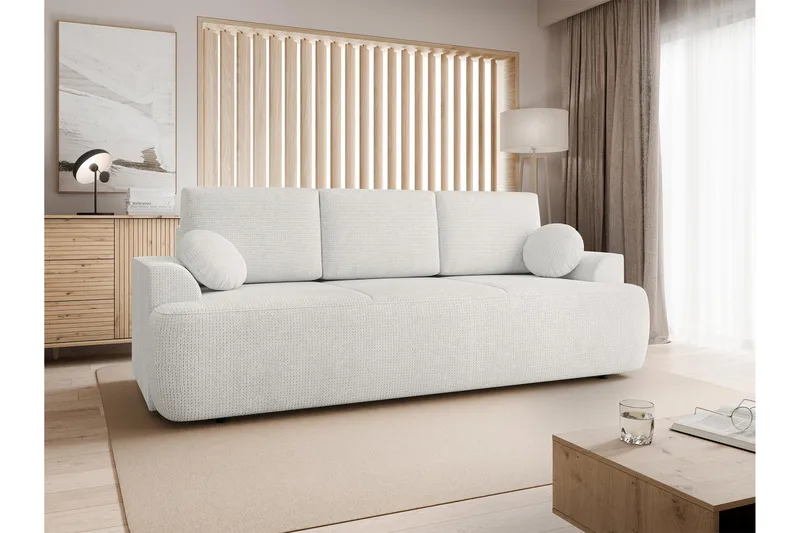 Terros 3-sits Rektangulär Bäddsoffa 147x205 cm med Förvaring i Tyg - Vit - Möbler - Soffa - Bäddsoffa