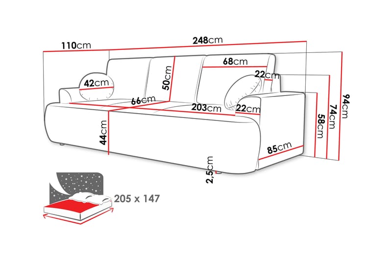 Terros Bäddsoffa 3-sits - Vit - Möbler - Soffa - Bäddsoffa