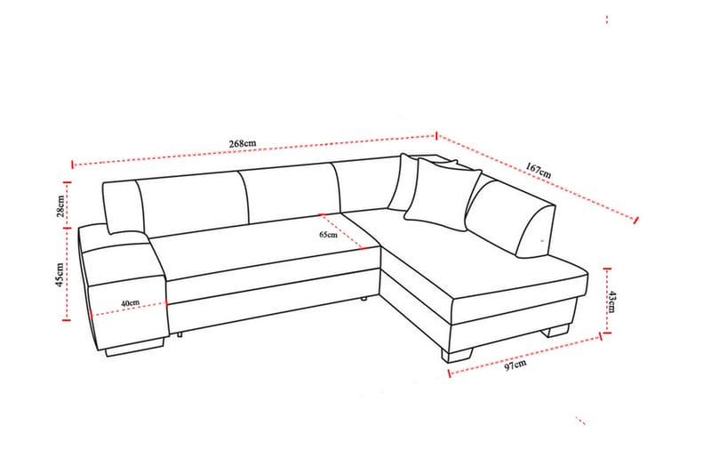 Tietaz Bäddsoffa med Divan - Grå/Svart - Möbler - Soffa - Bäddsoffa