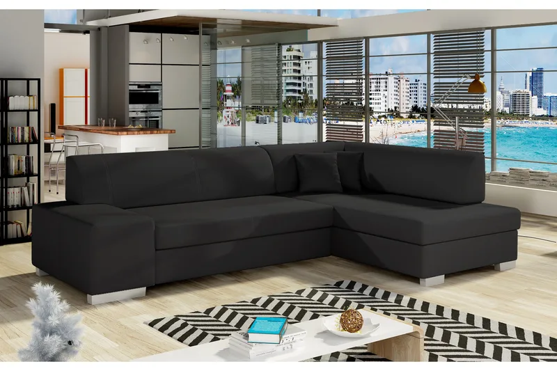 Tietaz Bäddsoffa med Divan - Svart - Möbler - Soffa - Bäddsoffa