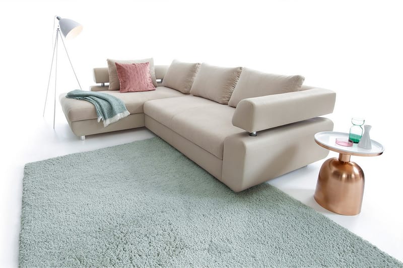 Tiffany L-Bäddsoffa Vänster - Beige - Bäddsoffa - Bäddsoffa divan - Skinnsoffor - Sammetssoffa