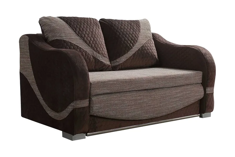 Tina 2-sits Framåtbäddad Bäddsoffa 117x193 cm med Förvaring i Tyg, Brun