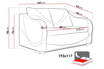 Tina Bäddsoffa 147x74x90 cm - Vit - Möbler - Soffa - Bäddsoffa