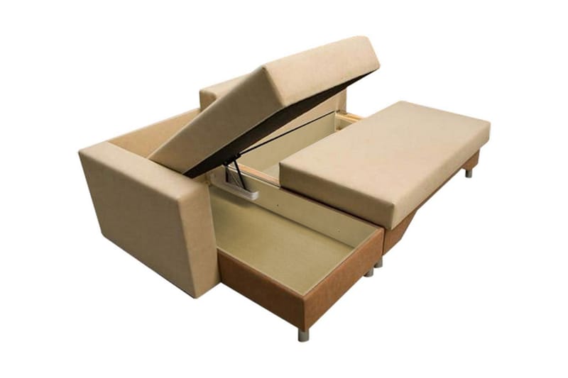 Tom Divanbäddsoffa 215x133x72 cm - Beige/Brun/Vit - Bäddsoffa - Bäddsoffa divan - Sammetssoffa