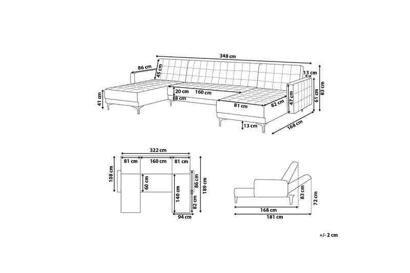 Toomey Bäddsoffa med Divan - Grå - Bäddsoffa - U bäddsoffa - Bäddsoffa divan