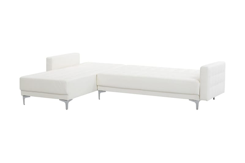 Toomey Hörnbäddsoffa Höger med Fotpall Konstläder - Vit - Möbler - Soffa - Bäddsoffa
