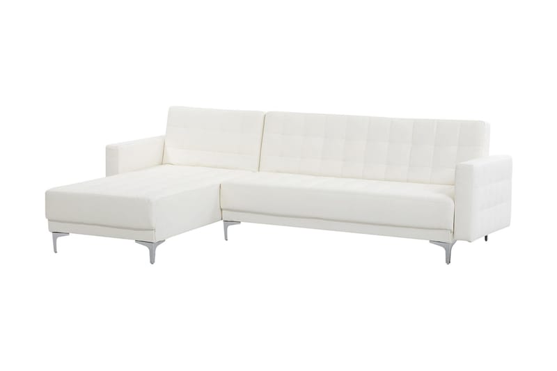 Toomey Hörnbäddsoffa Höger med Fotpall Konstläder - Vit - Möbler - Soffa - Bäddsoffa
