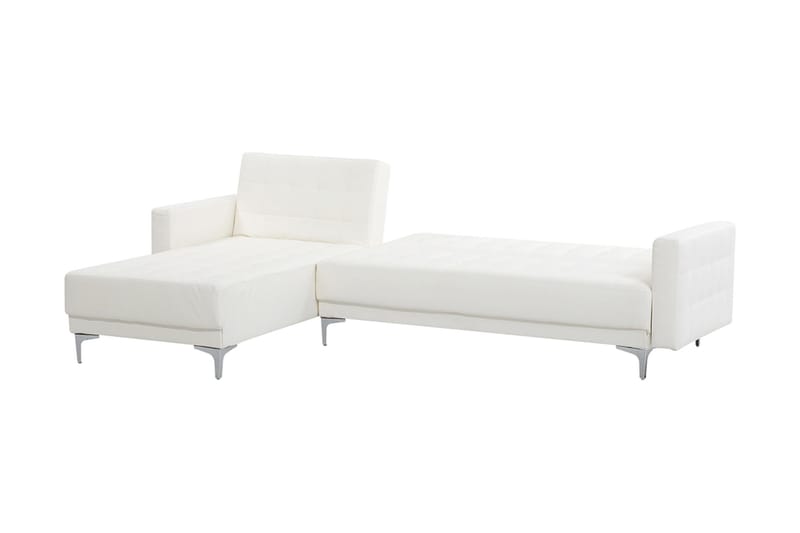 Toomey Hörnbäddsoffa Höger med Fotpall Konstläder - Vit - Möbler - Soffa - Bäddsoffa