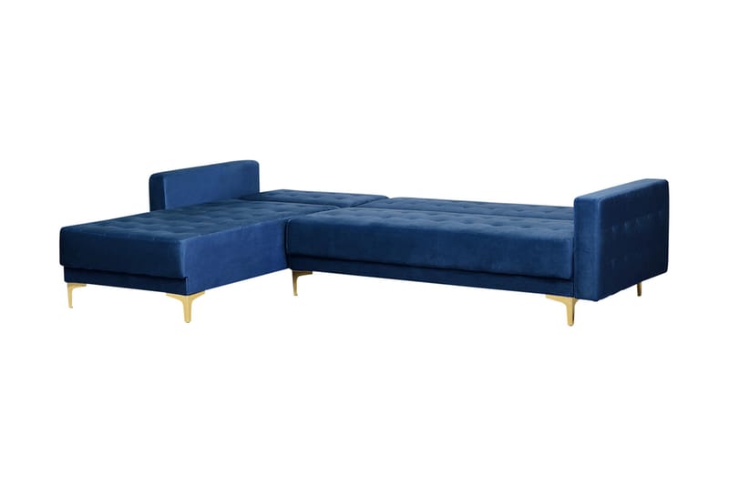 Toomey Hörnbäddsoffa Höger Sammet - Blå - Möbler - Soffa - Bäddsoffa