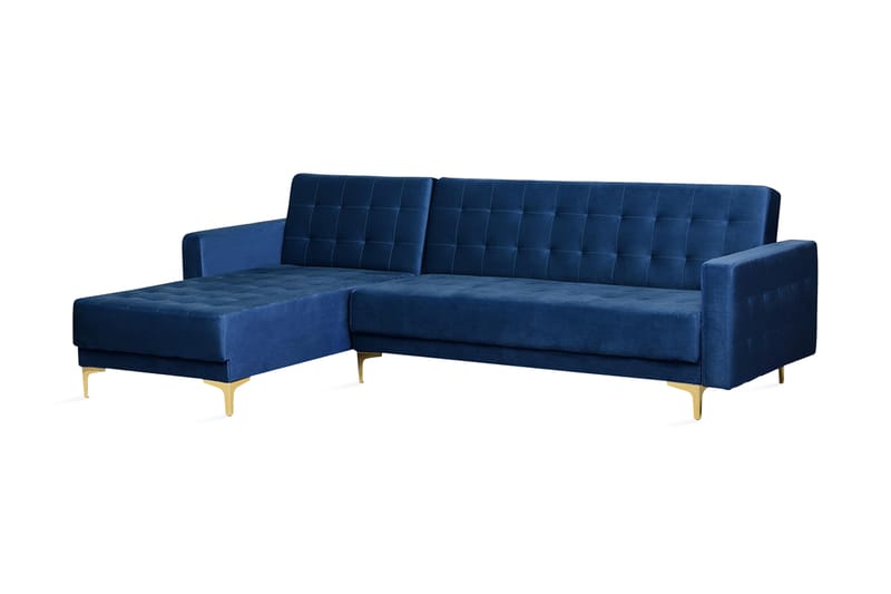 Toomey Hörnbäddsoffa Höger Sammet - Blå - Möbler - Soffa - Bäddsoffa