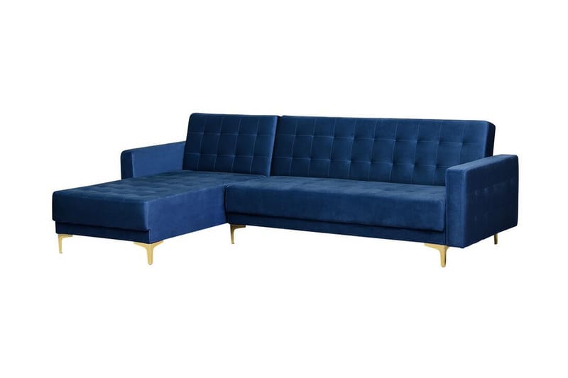 Toomey Hörnbäddsoffa Höger Sammet - Blå - Möbler - Soffa - Bäddsoffa