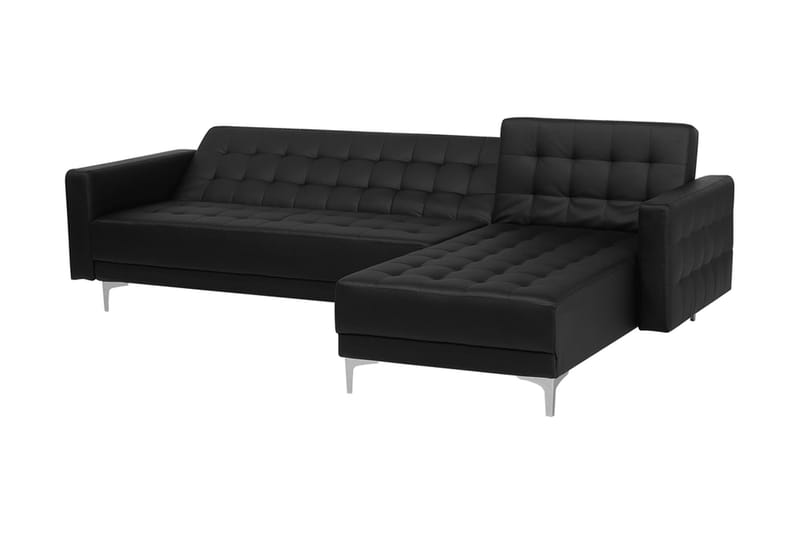 Toomey Hörnbäddsoffa Vänster med Fotpall Konstläder - Svart - Möbler - Soffa - Bäddsoffa