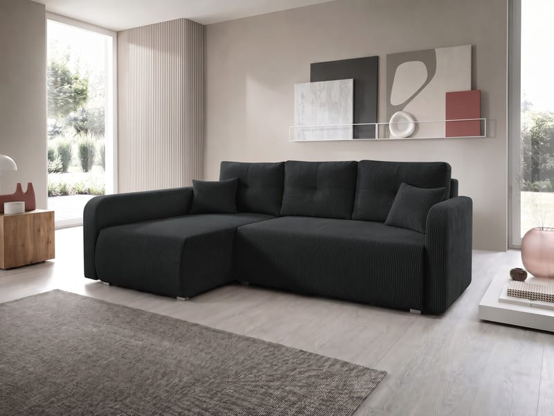 Toren Bäddsoffa med förvaring och Divan Vänster - Svart - Möbler - Soffa - Bäddsoffa